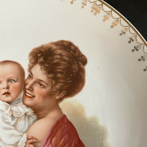 Antique Victorian mother and child plate ELPCO East Liverpool Pottery Hall China - Picture 5 of 8